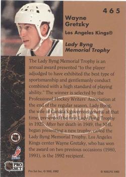 1991-92 Parkhurst #465 Wayne Gretzky Back