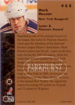 1991-92 Parkhurst #468 Mark Messier Back