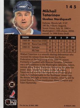 1991-92 Parkhurst #145 Mikhail Tatarinov Back
