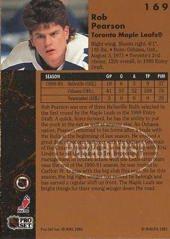 1991-92 Parkhurst #169 Rob Pearson Back