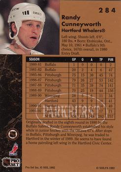 1991-92 Parkhurst #284 Randy Cunneyworth Back