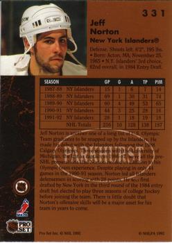 1991-92 Parkhurst #331 Jeff Norton Back