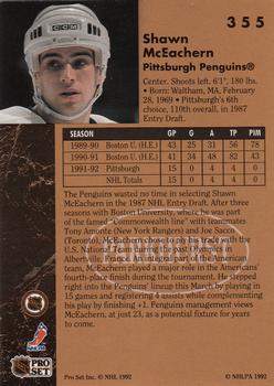 1991-92 Parkhurst #355 Shawn McEachern Back