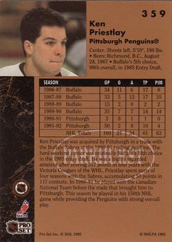 1991-92 Parkhurst #359 Ken Priestlay Back