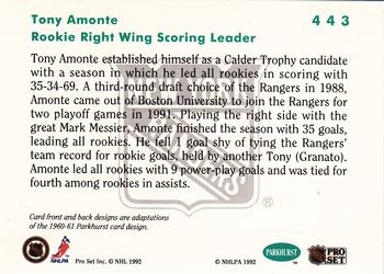 1991-92 Parkhurst #443 Tony Amonte Back