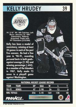1991-92 Pinnacle #39 Kelly Hrudey Back