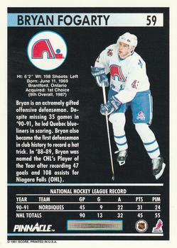 1991-92 Pinnacle #59 Bryan Fogarty Back