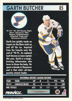 1991-92 Pinnacle #85 Garth Butcher Back