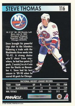 1991-92 Pinnacle #116 Steve Thomas Back