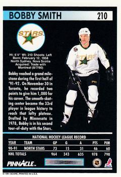1991-92 Pinnacle #210 Bobby Smith Back
