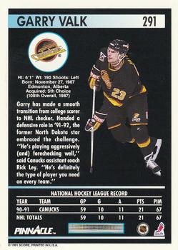 1991-92 Pinnacle #291 Garry Valk Back