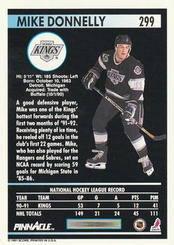 1991-92 Pinnacle #299 Mike Donnelly Back