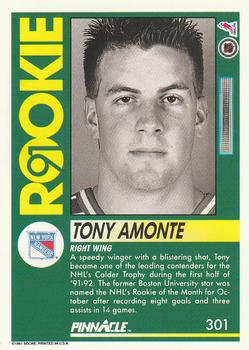 1991-92 Pinnacle #301 Tony Amonte Back