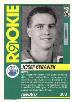 1991-92 Pinnacle #303 Josef Beranek Back