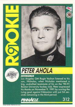 1991-92 Pinnacle #312 Peter Ahola Back