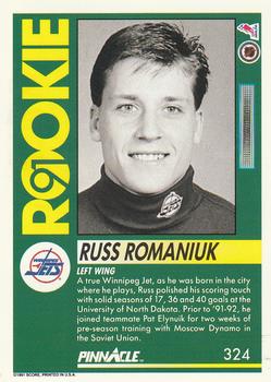 1991-92 Pinnacle #324 Russ Romaniuk Back