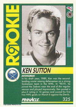 1991-92 Pinnacle #325 Ken Sutton Back