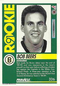 1991-92 Pinnacle #326 Bob Beers Back