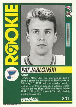 1991-92 Pinnacle #331 Pat Jablonski Back