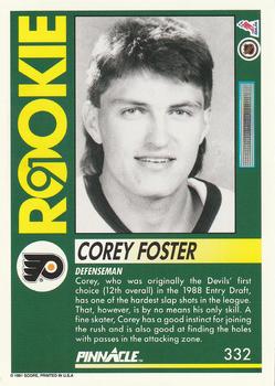 1991-92 Pinnacle #332 Corey Foster Back
