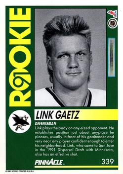 1991-92 Pinnacle #339 Link Gaetz Back
