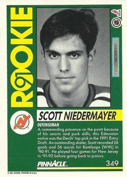 1991-92 Pinnacle #349 Scott Niedermayer Back