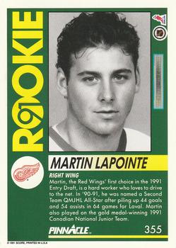 1991-92 Pinnacle #355 Martin Lapointe Back