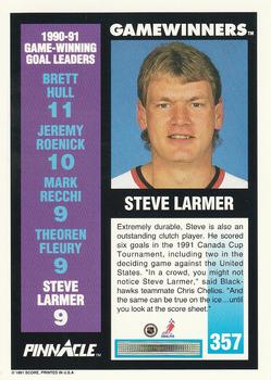 1991-92 Pinnacle #357 Steve Larmer Back