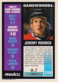 1991-92 Pinnacle #359 Jeremy Roenick Back