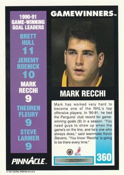 1991-92 Pinnacle #360 Mark Recchi Back