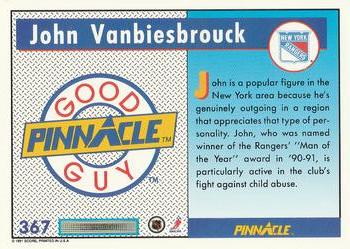 1991-92 Pinnacle #367 John Vanbiesbrouck Back