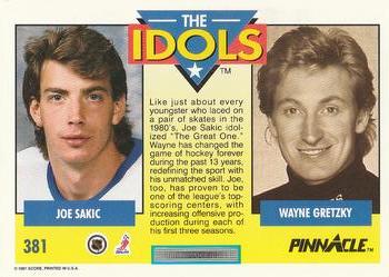 1991-92 Pinnacle #381 Joe Sakic / Wayne Gretzky Back