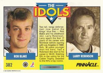 1991-92 Pinnacle #382 Rob Blake / Larry Robinson Back