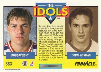 1991-92 Pinnacle #383 Doug Weight / Steve Yzerman Back