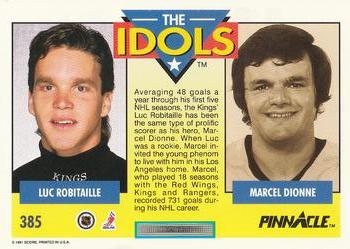 1991-92 Pinnacle #385 Luc Robitaille / Marcel Dionne Back