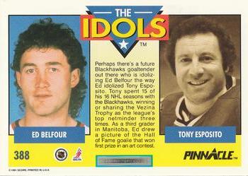1991-92 Pinnacle #388 Ed Belfour / Tony Esposito Back