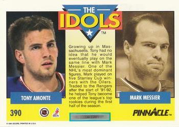 1991-92 Pinnacle #390 Tony Amonte / Mark Messier Back