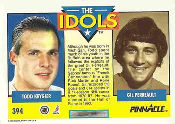 1991-92 Pinnacle #394 Todd Krygier / Gilbert Perreault Back