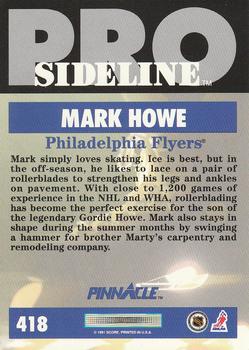 1991-92 Pinnacle #418 Mark Howe Back