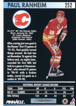 1991-92 Pinnacle #252 Paul Ranheim Back