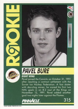 1991-92 Pinnacle #315 Pavel Bure Back