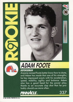 1991-92 Pinnacle #337 Adam Foote Back