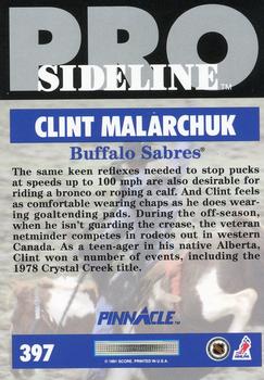 1991-92 Pinnacle #397 Clint Malarchuk Back