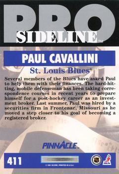 1991-92 Pinnacle #411 Paul Cavallini Back