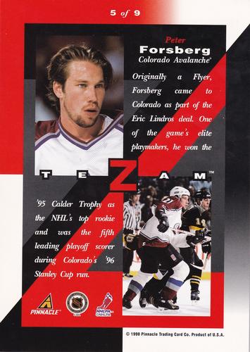 1997-98 Zenith - Z-Team 5x7 #5 Peter Forsberg Back
