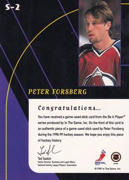 1998-99 Be a Player - All-Star Game Used Sticks #S-2 Peter Forsberg Back