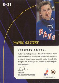 1998-99 Be a Player - All-Star Game Used Sticks #S-23 Wayne Gretzky Back