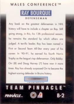 1991-92 Pinnacle - Team Pinnacle #B2 Ray Bourque Back
