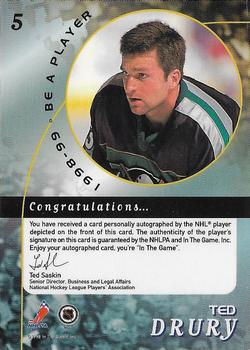 1998-99 Be a Player - Autographs #5 Ted Drury Back