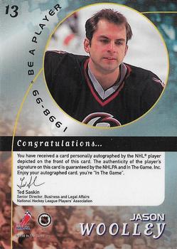1998-99 Be a Player - Autographs #13 Jason Woolley Back